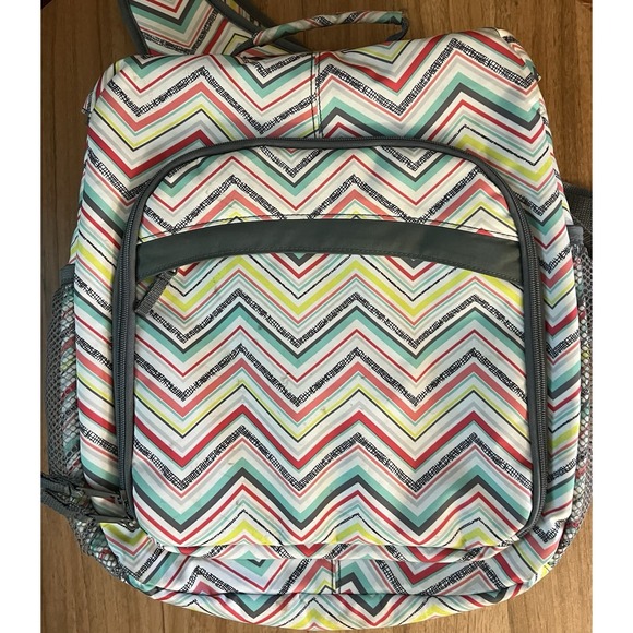 thirty-one Handbags - Thirty One 31 Party Punch‎ Backpack One Shoulder Chevron Laptop Storage